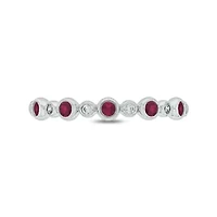 1/5 ct.t.w. Diamond Natural Ruby Round Anniversary Band 14KT Yellow Gold