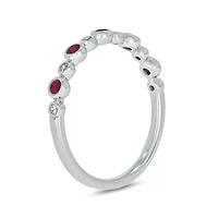 1/5 ct.t.w. Diamond Natural Ruby Round Anniversary Band 14KT Yellow Gold