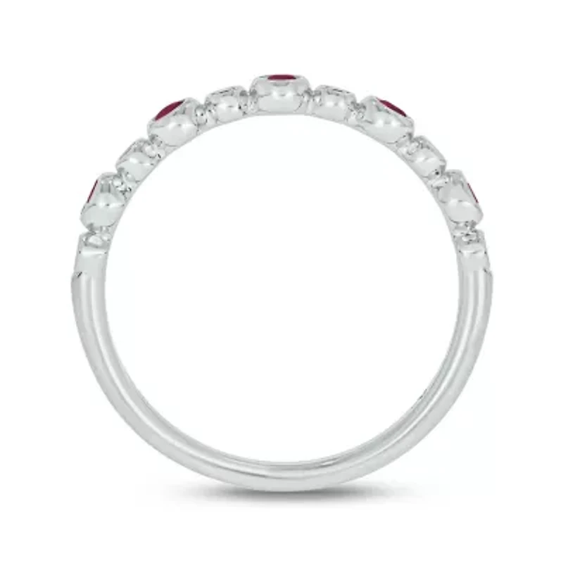 1/5 ct.t.w. Diamond Natural Ruby Round Anniversary Band 14KT Yellow Gold