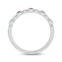 1/5 ct.t.w. Diamond Natural Ruby Round Anniversary Band 14KT Yellow Gold