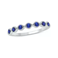 1/4 ct.t.w. Diamond Natural Blue Sapphire  Anniversary Band 14KT Rose Gold