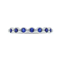 1/4 ct.t.w. Diamond Natural Blue Sapphire  Anniversary Band 14KT Rose Gold