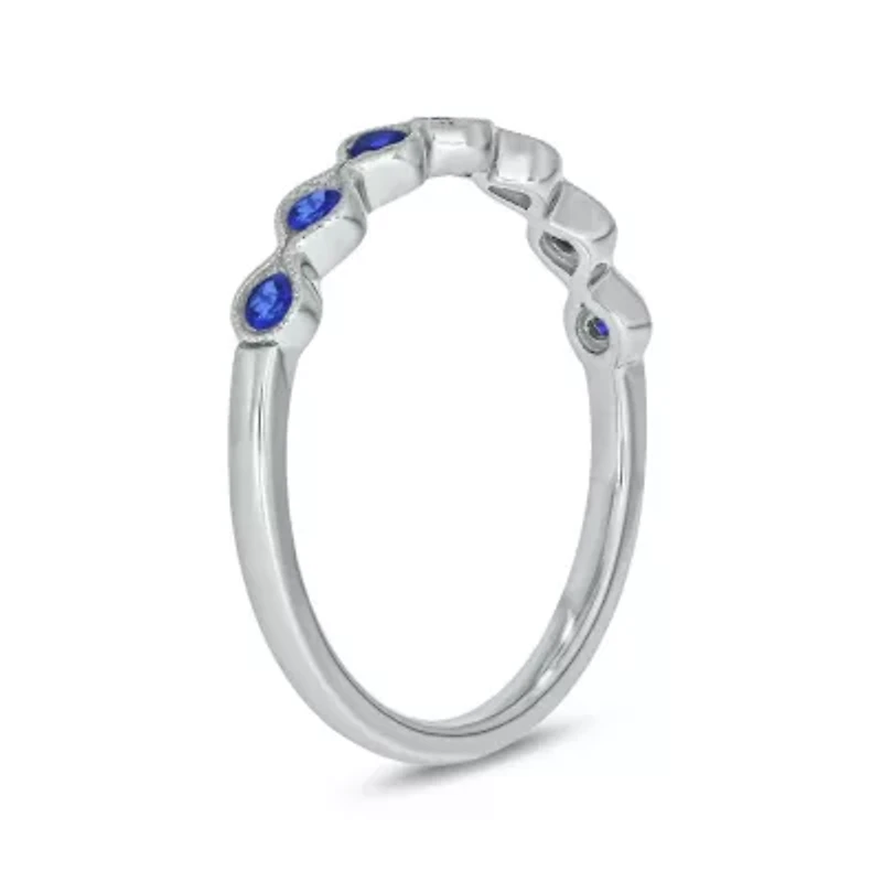 1/4 ct.t.w. Diamond Natural Blue Sapphire  Anniversary Band 14KT Rose Gold