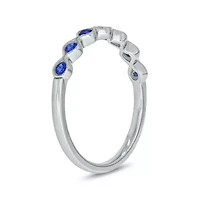 1/4 ct.t.w. Diamond Natural Blue Sapphire  Anniversary Band 14KT Rose Gold