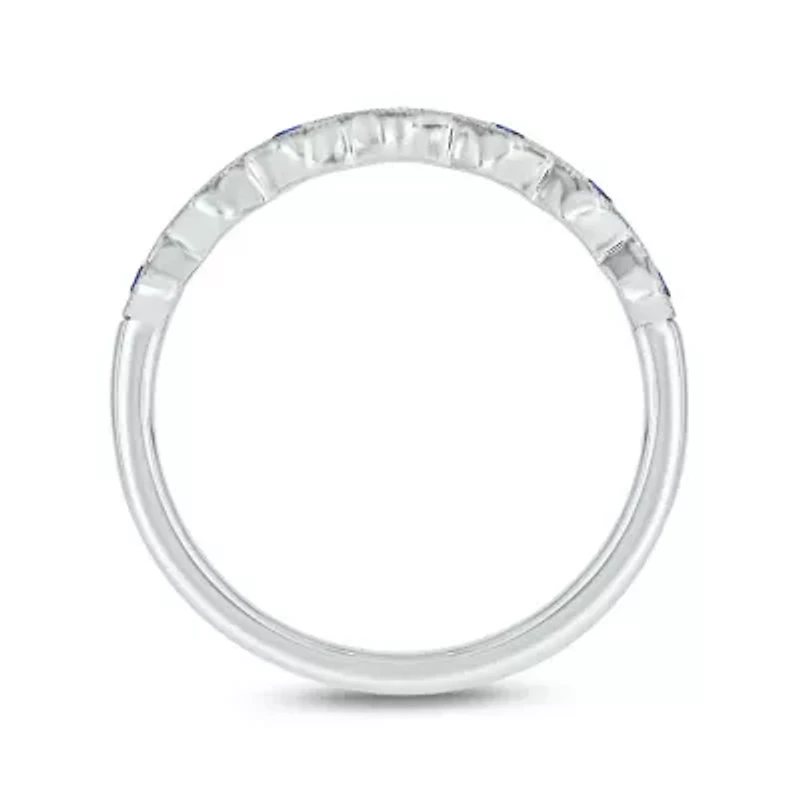 1/4 ct.t.w. Diamond Natural Blue Sapphire  Anniversary Band 14KT Rose Gold