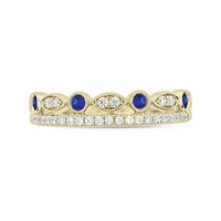 1/3 ct.t.w. Diamond Natural Blue Sapphire  Anniversary Band 14KT White Gold