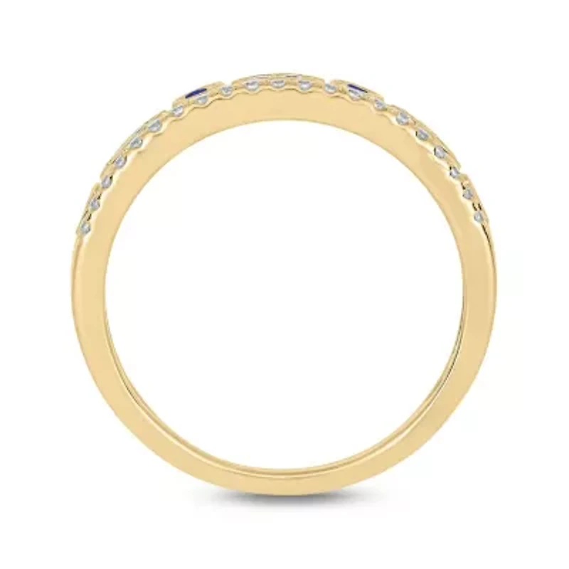 1/3 ct.t.w. Diamond Natural Blue Sapphire  Anniversary Band 14KT White Gold