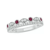 1/3 ct.t.w. Diamond Natural Ruby Anniversary Band 14KT White Gold