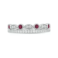 1/3 ct.t.w. Diamond Natural Ruby Anniversary Band 14KT White Gold