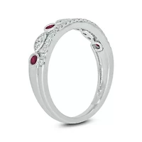 1/3 ct.t.w. Diamond Natural Ruby Anniversary Band 14KT White Gold