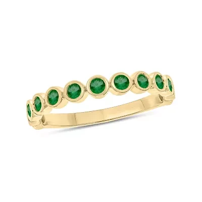 8 ct.t.w. Diamond Natural Round Shape Emerald Anniversary Band 14KT Rose Gold