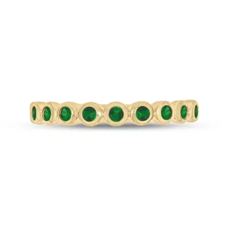 8 ct.t.w. Diamond Natural Round Shape Emerald Anniversary Band 14KT Rose Gold