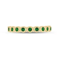 8 ct.t.w. Diamond Natural Round Shape Emerald Anniversary Band 14KT Rose Gold