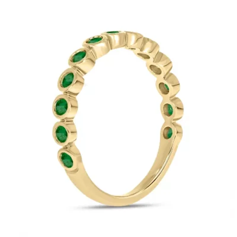 8 ct.t.w. Diamond Natural Round Shape Emerald Anniversary Band 14KT Rose Gold