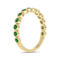 8 ct.t.w. Diamond Natural Round Shape Emerald Anniversary Band 14KT Rose Gold