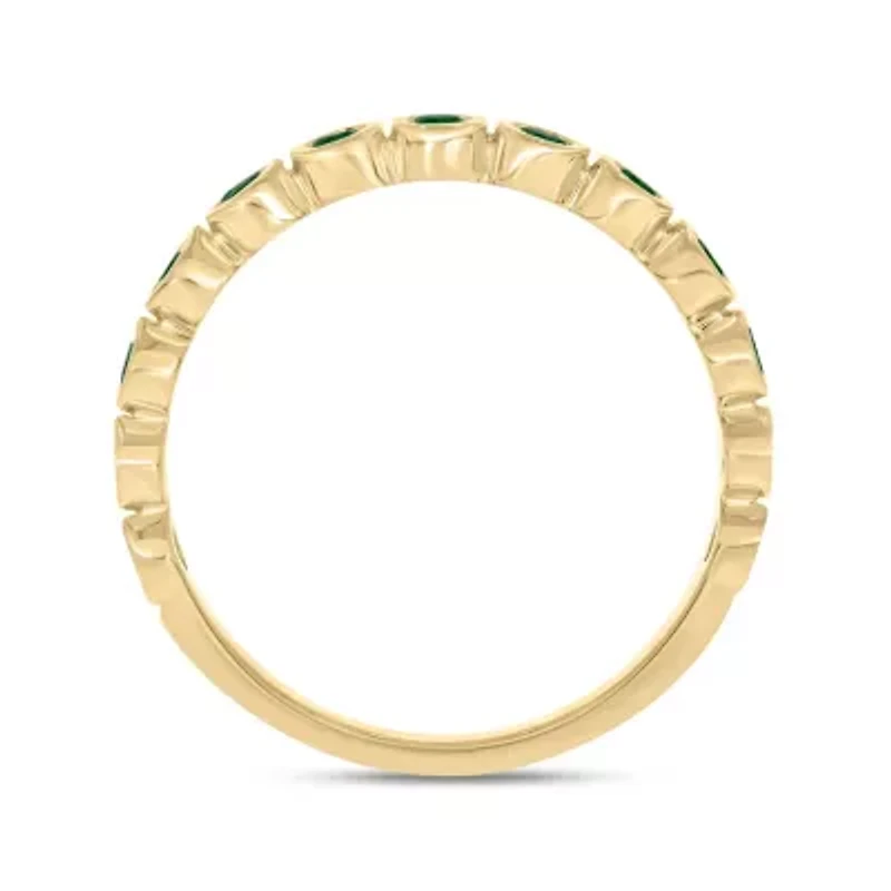 8 ct.t.w. Diamond Natural Round Shape Emerald Anniversary Band 14KT Rose Gold