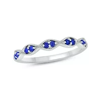 1/ ct.t.w. Diamond Natural Blue Sapphire Anniversary Band 14KT Gold