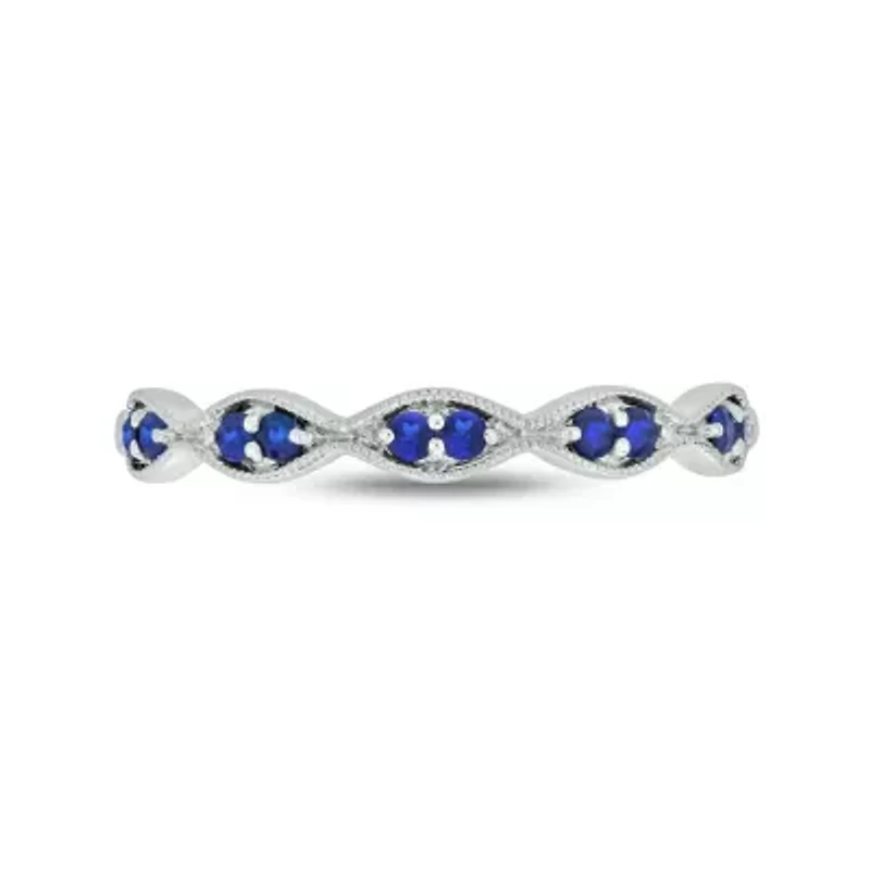 1/ ct.t.w. Diamond Natural Blue Sapphire Anniversary Band 14KT Gold