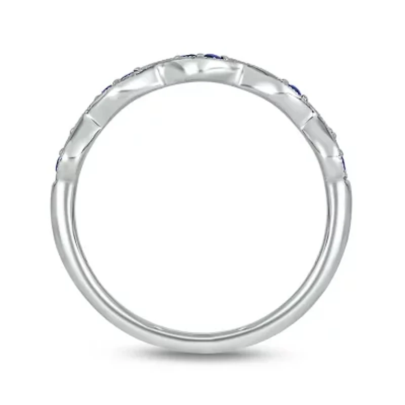 1/ ct.t.w. Diamond Natural Blue Sapphire Anniversary Band 14KT Gold