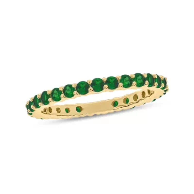 5/8 ct.t.w. Diamond Natural Round Shape Emerald  Anniversary Band 14KT Rose Gold