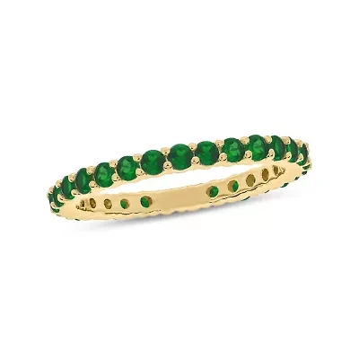 5/8 ct.t.w. Diamond Natural Round Shape Emerald  Anniversary Band 14KT Rose Gold