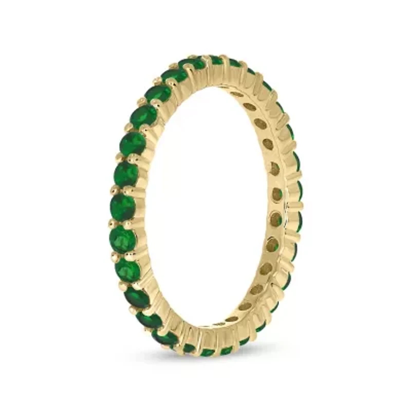 5/8 ct.t.w. Diamond Natural Round Shape Emerald  Anniversary Band 14KT Rose Gold