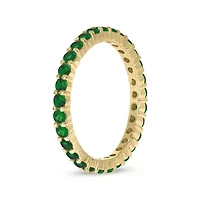 5/8 ct.t.w. Diamond Natural Round Shape Emerald  Anniversary Band 14KT Rose Gold