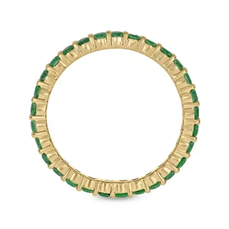 5/8 ct.t.w. Diamond Natural Round Shape Emerald  Anniversary Band 14KT Rose Gold