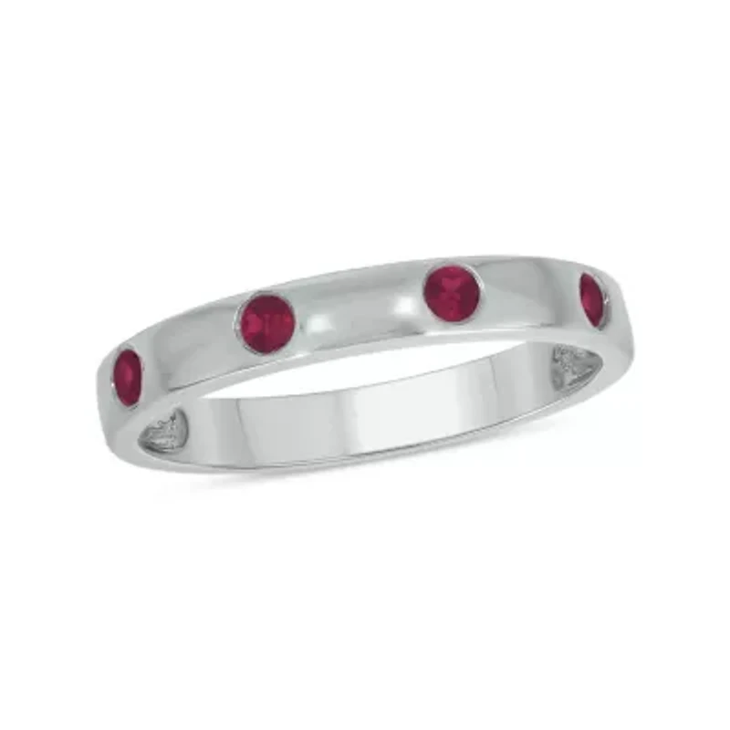 1/6 ct.t.w. Diamond Natural Round Ruby Anniversary Band 14KT Yellow Gold
