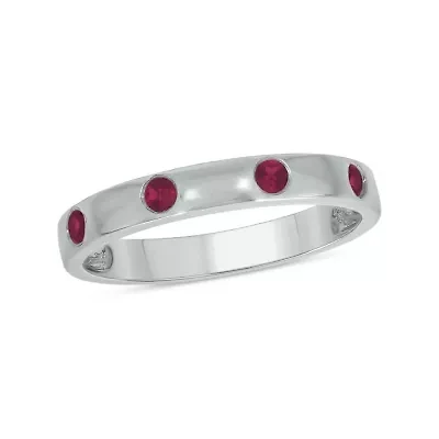1/6 ct.t.w. Diamond Natural Round Ruby Anniversary Band 14KT Yellow Gold