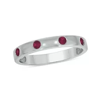 1/6 ct.t.w. Diamond Natural Round Ruby Anniversary Band 14KT Yellow Gold