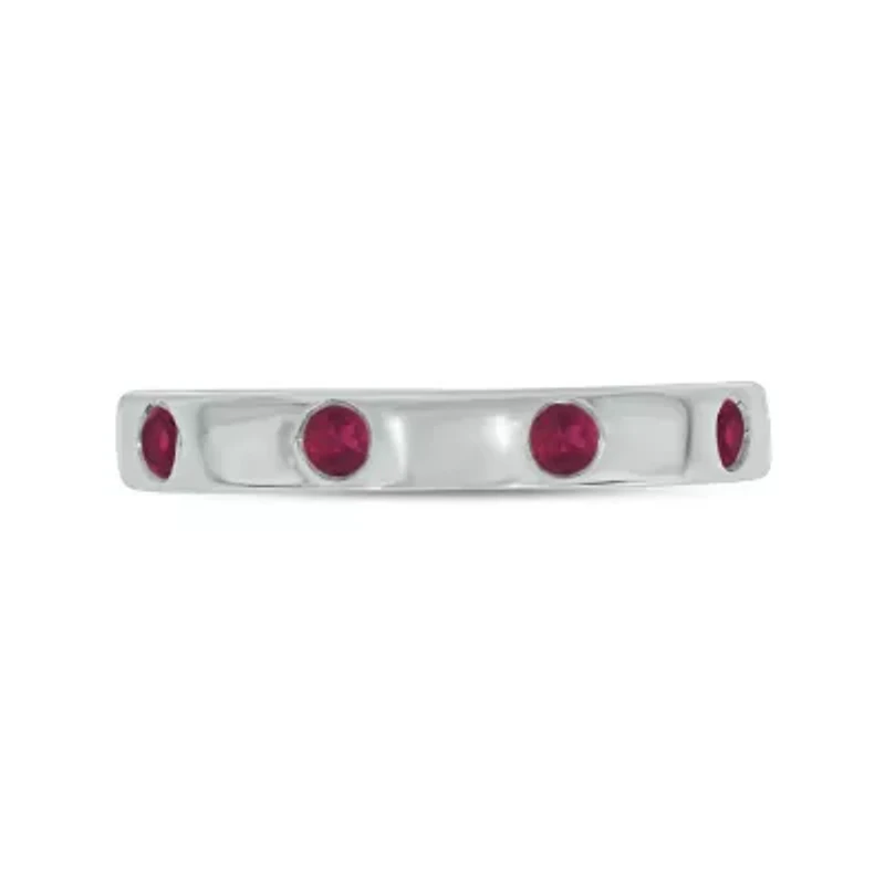 1/6 ct.t.w. Diamond Natural Round Ruby Anniversary Band 14KT Yellow Gold