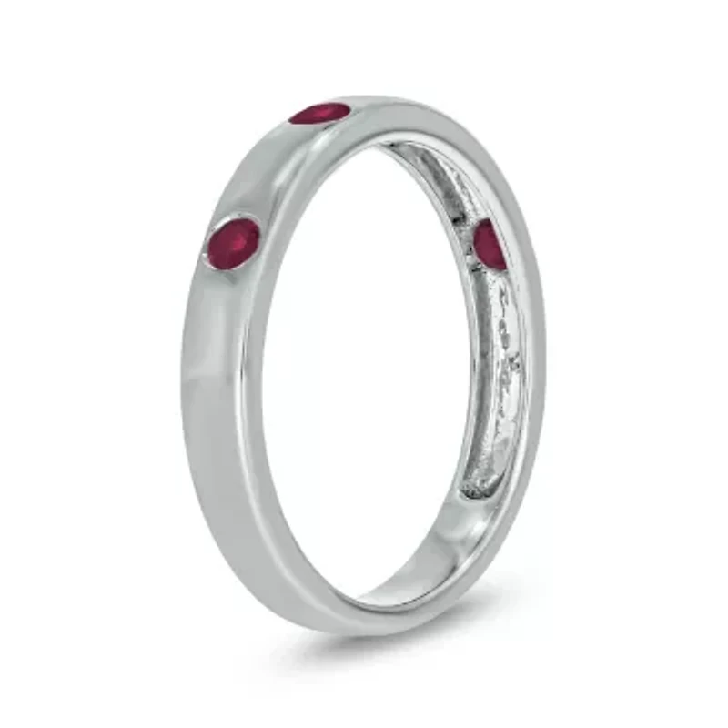 1/6 ct.t.w. Diamond Natural Round Ruby Anniversary Band 14KT Yellow Gold