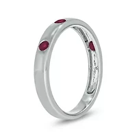 1/6 ct.t.w. Diamond Natural Round Ruby Anniversary Band 14KT Yellow Gold