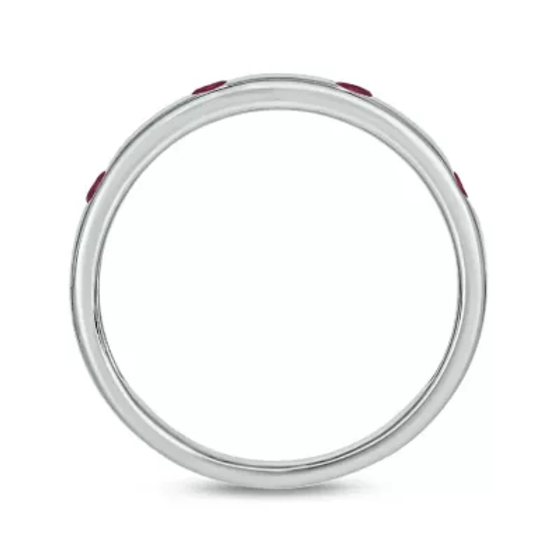 1/6 ct.t.w. Diamond Natural Round Ruby Anniversary Band 14KT Yellow Gold
