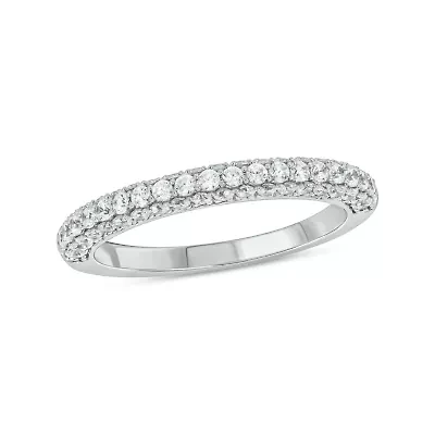 3/4 carat, Diamond Half Eternity ,3 Row Micro Pave Band Ring 14K Yellow Gold