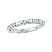 3/4 carat, Diamond Half Eternity ,3 Row Micro Pave Band Ring 14K Yellow Gold
