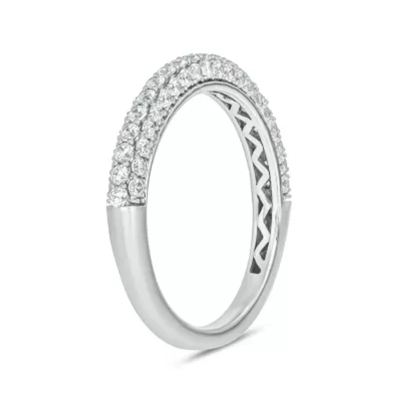3/4 carat, Diamond Half Eternity ,3 Row Micro Pave Band Ring 14K Yellow Gold
