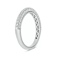 3/4 carat, Diamond Half Eternity ,3 Row Micro Pave Band Ring 14K Yellow Gold