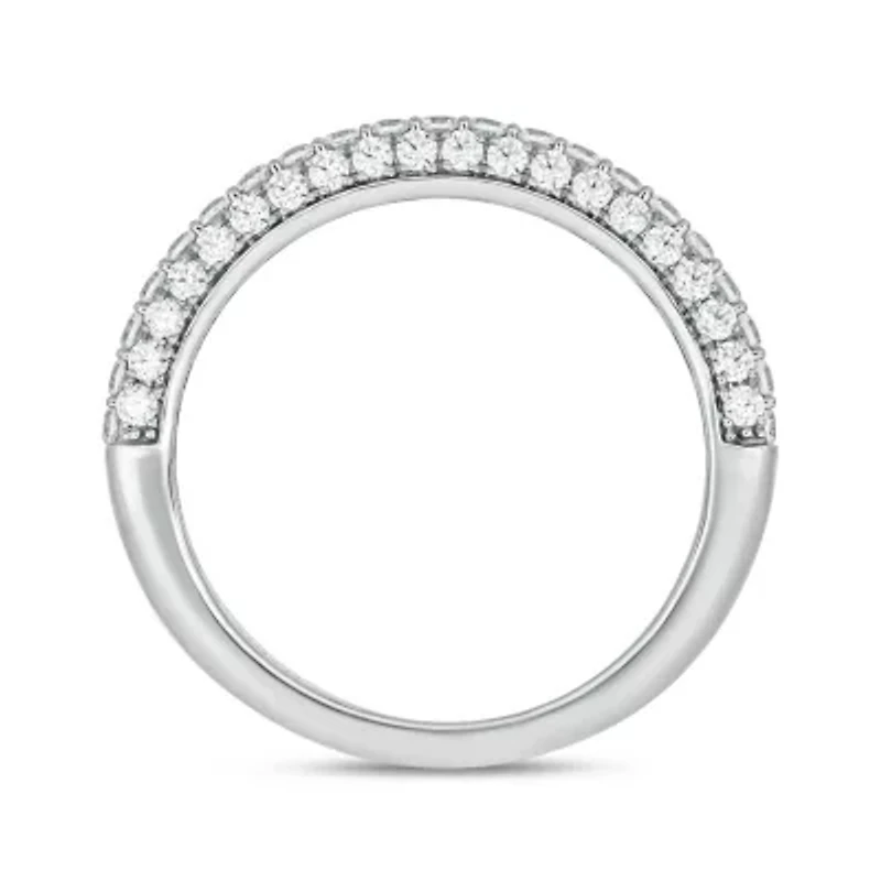 3/4 carat, Diamond Half Eternity ,3 Row Micro Pave Band Ring 14K Yellow Gold