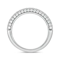 3/4 carat, Diamond Half Eternity ,3 Row Micro Pave Band Ring 14K Yellow Gold