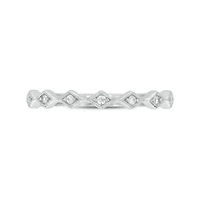 Diamond Accent Milgrain Anniversary Band Ring 14K White Gold