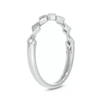 Diamond Accent Milgrain Anniversary Band Ring 14K White Gold