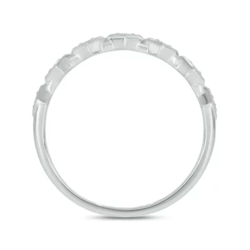 Diamond Accent Milgrain Anniversary Band Ring 14K White Gold