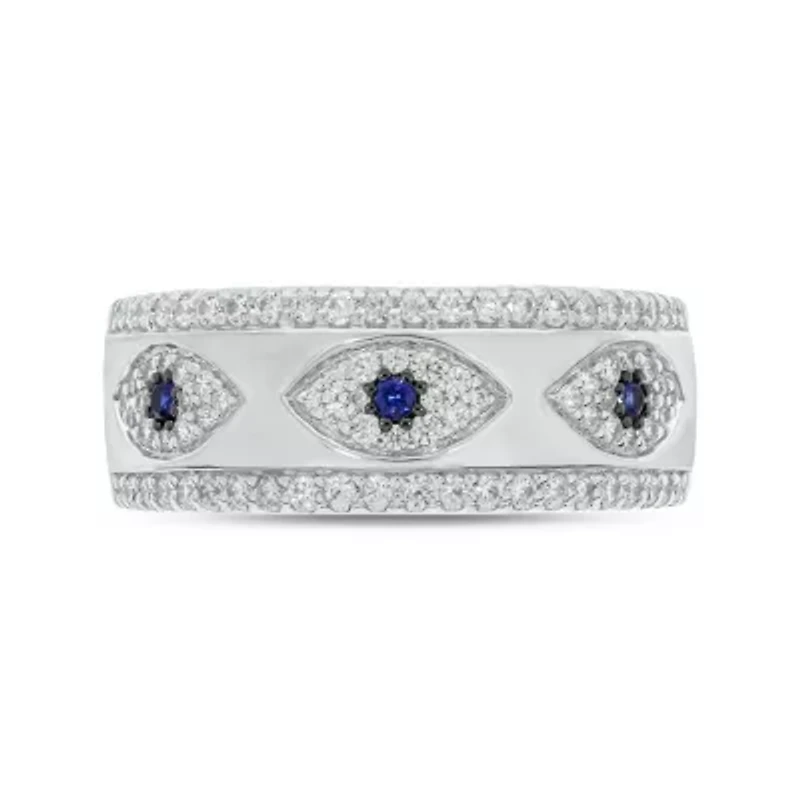 1/2 carat, Diamond Evil Eye, Colorstone Ring 14K White Gold