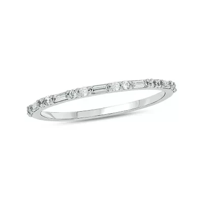 1/5 carat,Diamond Round & Baguette,Stack Band 14K White Gold