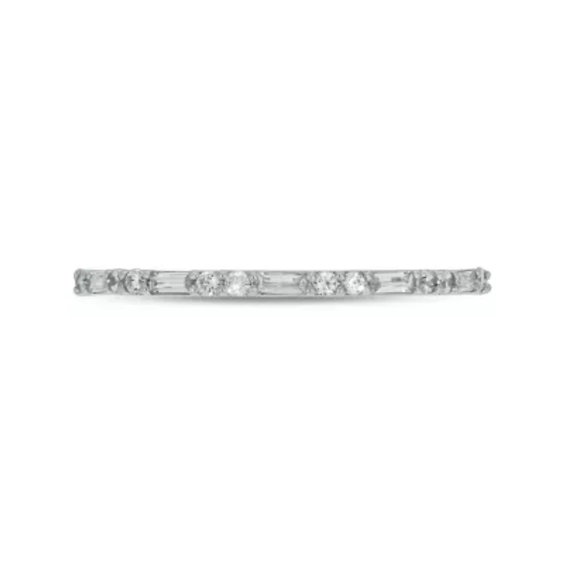 1/5 carat,Diamond Round & Baguette,Stack Band 14K White Gold