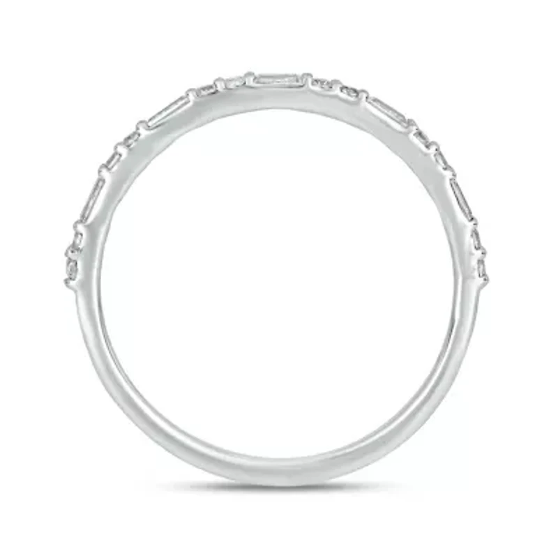 1/5 carat,Diamond Round & Baguette,Stack Band 14K White Gold