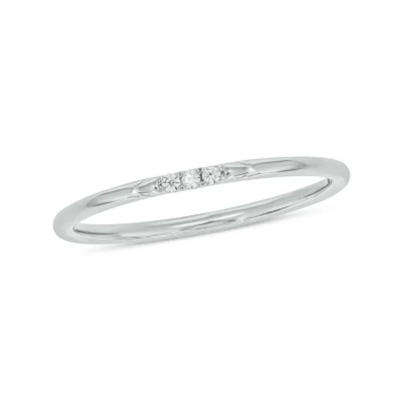 Diamond Accent Stone,Stack Anniversary Band 14K White Gold