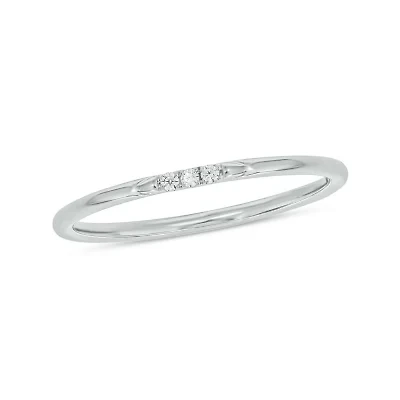 Diamond Accent 3 Stone,Stack Anniversary Band 14K Yellow Gold